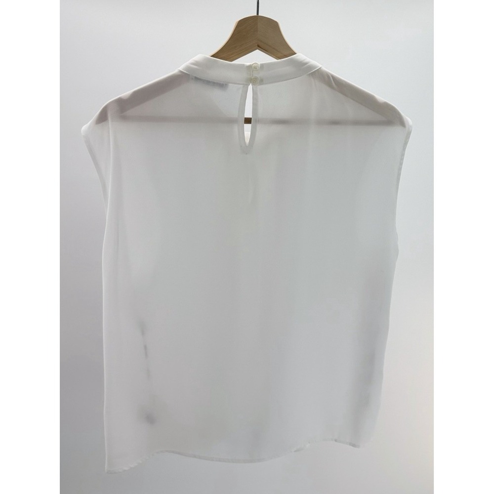 Calvin Klein Womens Gathered Neck Ivory Sleeveless Blouse Top Petites PXL *Notes - Picture 2 of 9